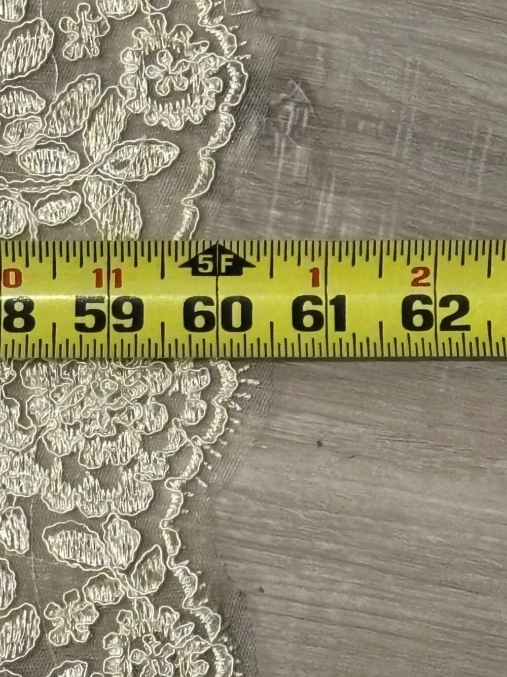 Vintage Champagne Lace Tablecloth 60 x 115 Floral Embroidered Tulle Overlay